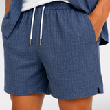 Summer Men's Cotton Linen Texture Lapel Short Sleeve Shirt & Shorts Set, Loose Comfortable Breathable Daily Casual Two-Piece Outfit