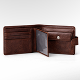 Leather wallet with closure