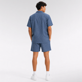 Summer Men's Cotton Linen Texture Lapel Short Sleeve Shirt & Shorts Set, Loose Comfortable Breathable Daily Casual Two-Piece Outfit