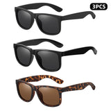 Shonemes 3PCS Polarized Men Sunglasses Vintage Square Women Shades Matte/Gloss Black Tortoise Outdoor UV400 Driving Sun Glasses